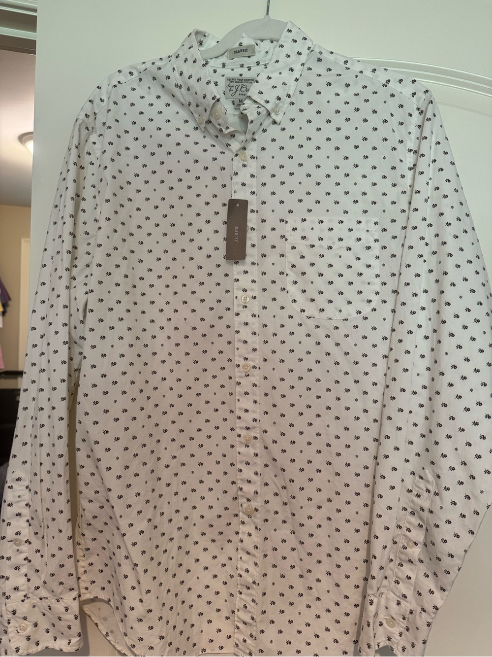 NWT J. Crew White Button-Down Shirt with Micro Floral Print M